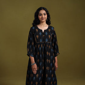 Cotton a-line pochampally ikat kurta for women 03