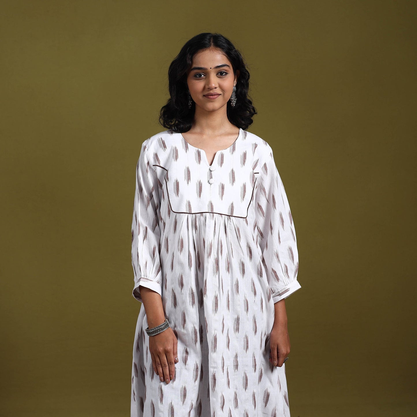 Cotton a-line pochampally ikat kurta for women 05