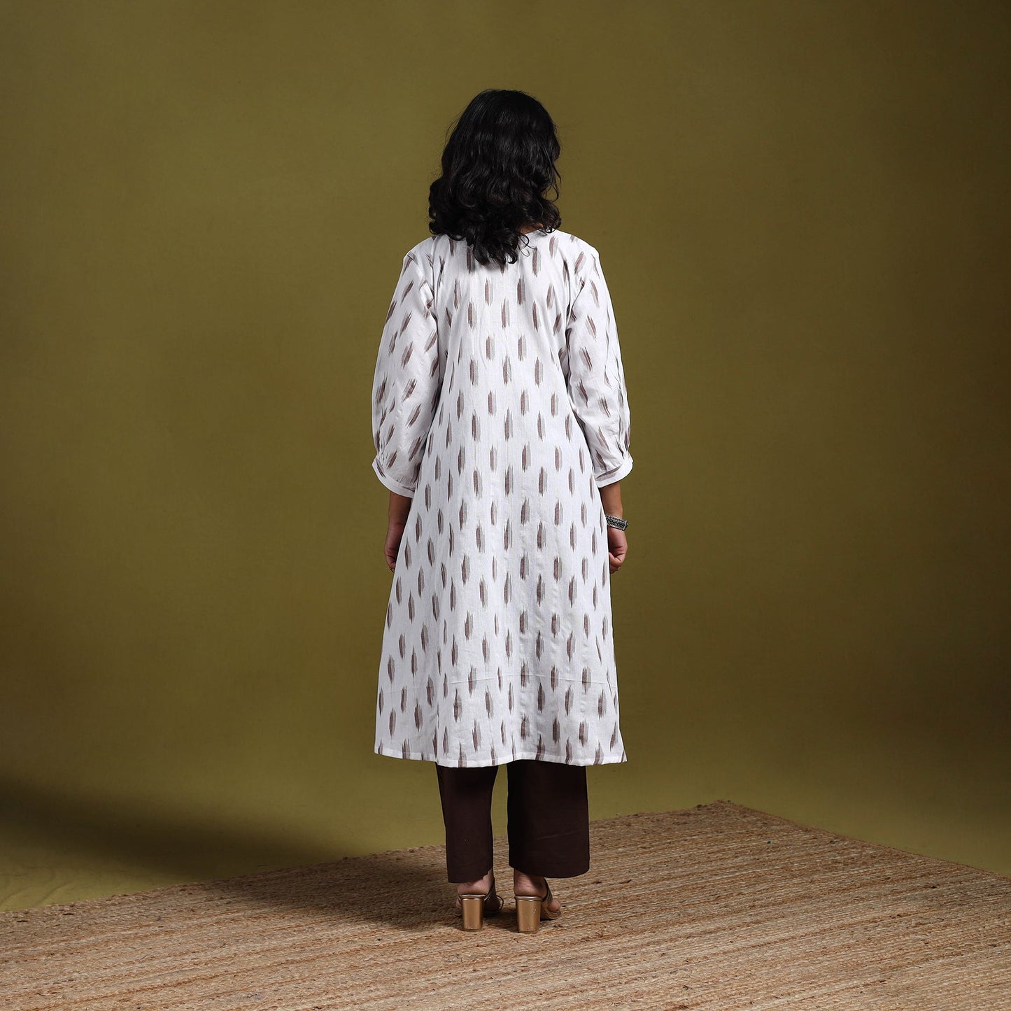 Cotton a-line pochampally ikat kurta for women 05