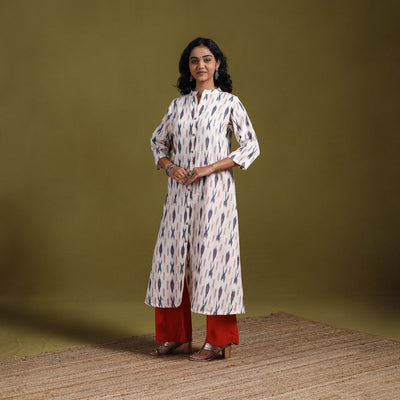 Cotton a-line pochampally ikat kurta for women 07