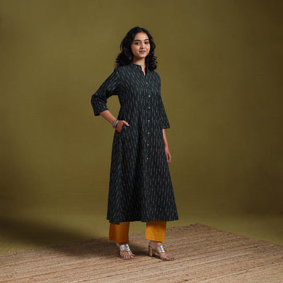 Cotton a-line pochampally ikat kurta for women 09