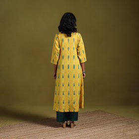 Cotton a-line pochampally ikat kurta for women 10