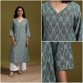 Cotton a-line pochampally ikat kurta for women 21