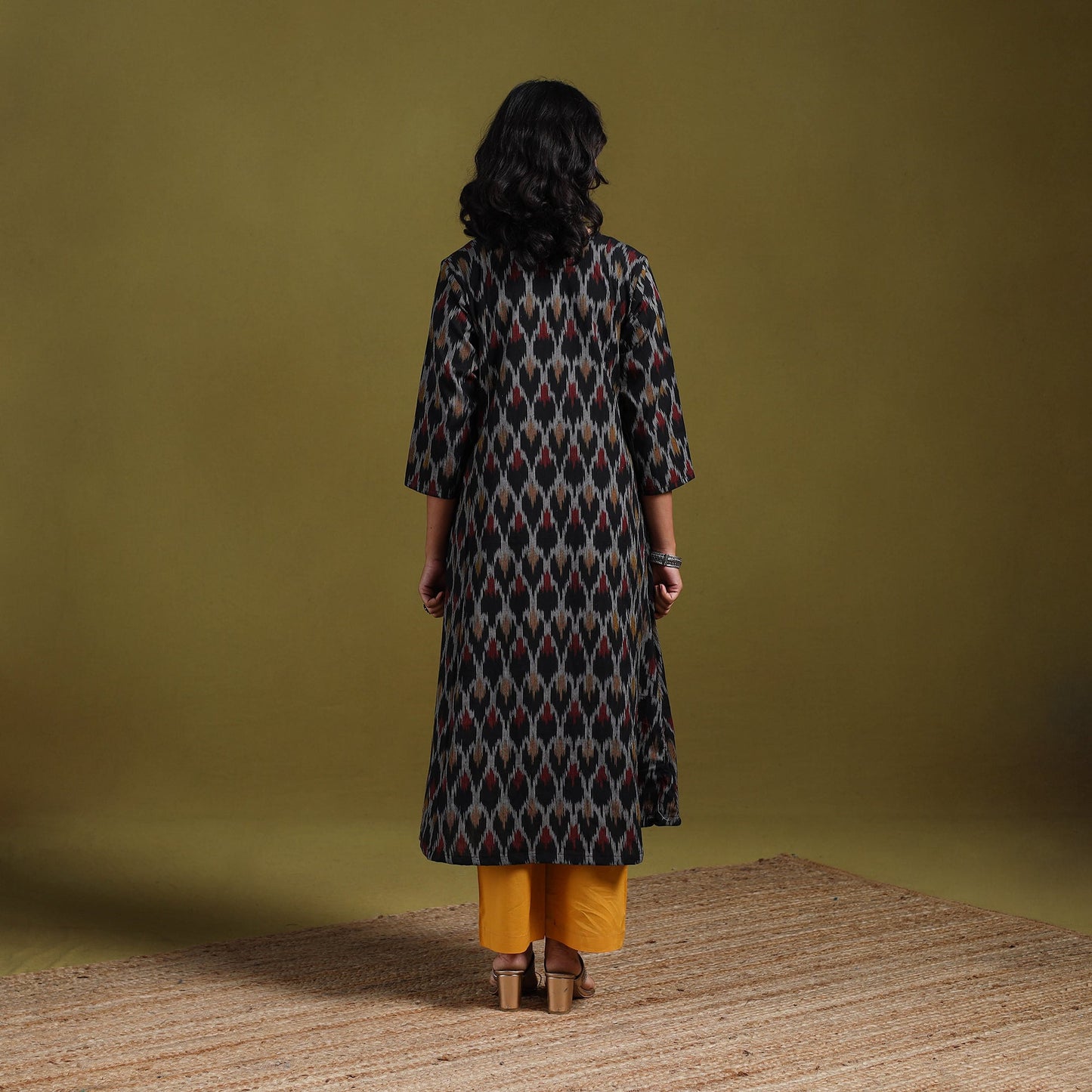 Cotton a-line pochampally ikat kurta for women 24