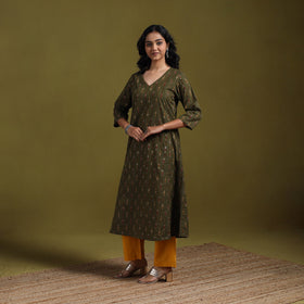 Cotton a-line pochampally ikat kurta for women 25