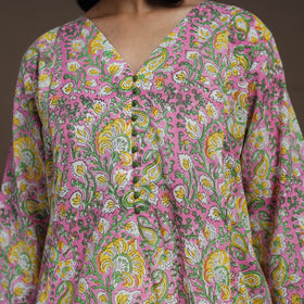 Block Print Cotton A-Line Sanganeri Kurta