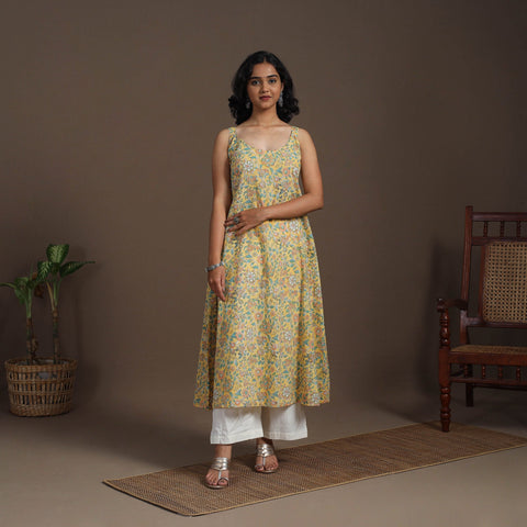 Block Print Cotton A-Line Sanganeri Kurta