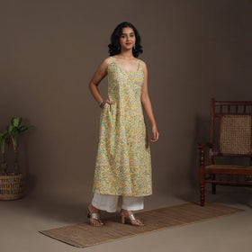 Block Print Cotton A-Line Sanganeri Kurta