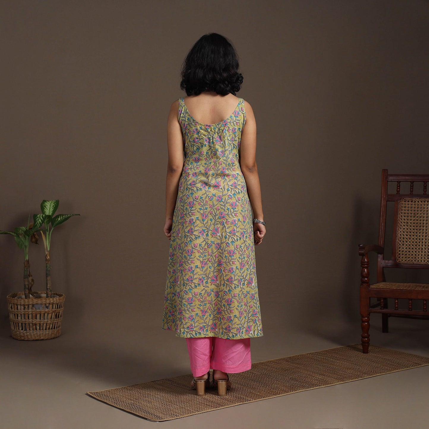 Block Print Cotton A-Line Sanganeri Kurta