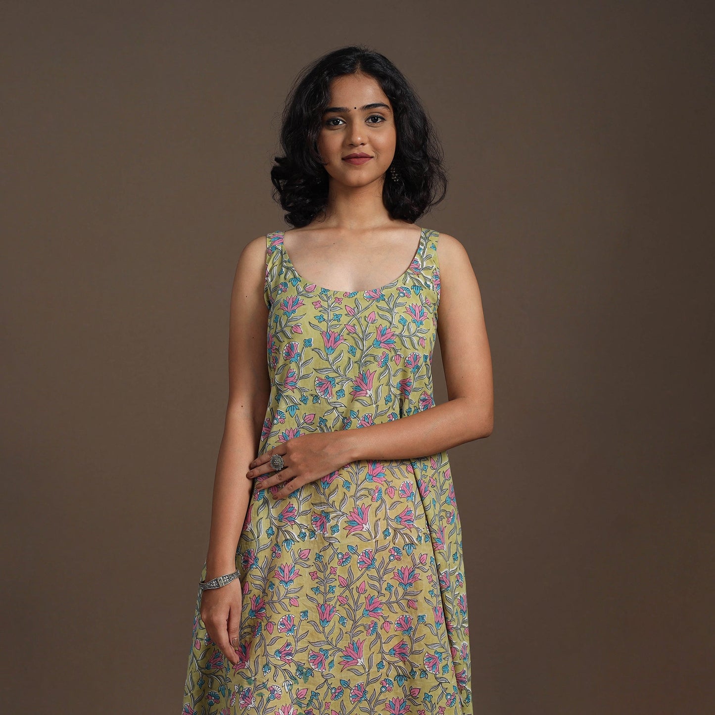 Block Print Cotton A-Line Sanganeri Kurta