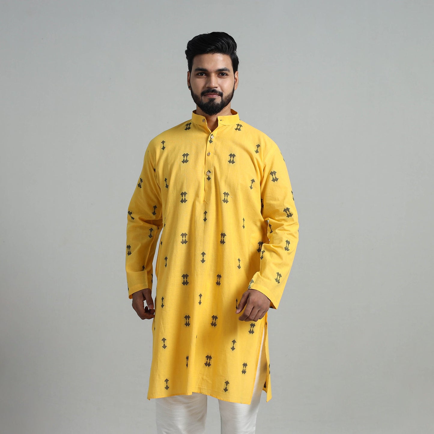 Buy Cotton Long Jacquard Kurta for Men