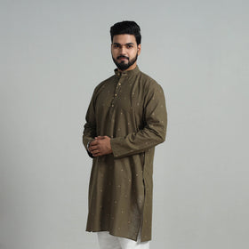  Cotton Long Jacquard Kurta for Men
