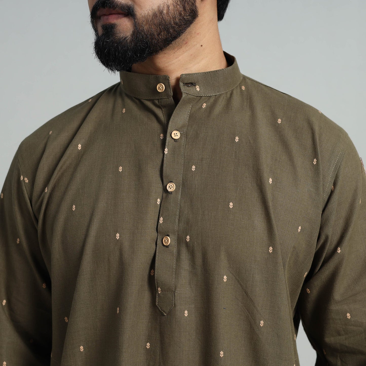  Cotton Long Jacquard Kurta for Men