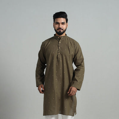  Cotton Long Jacquard Kurta for Men