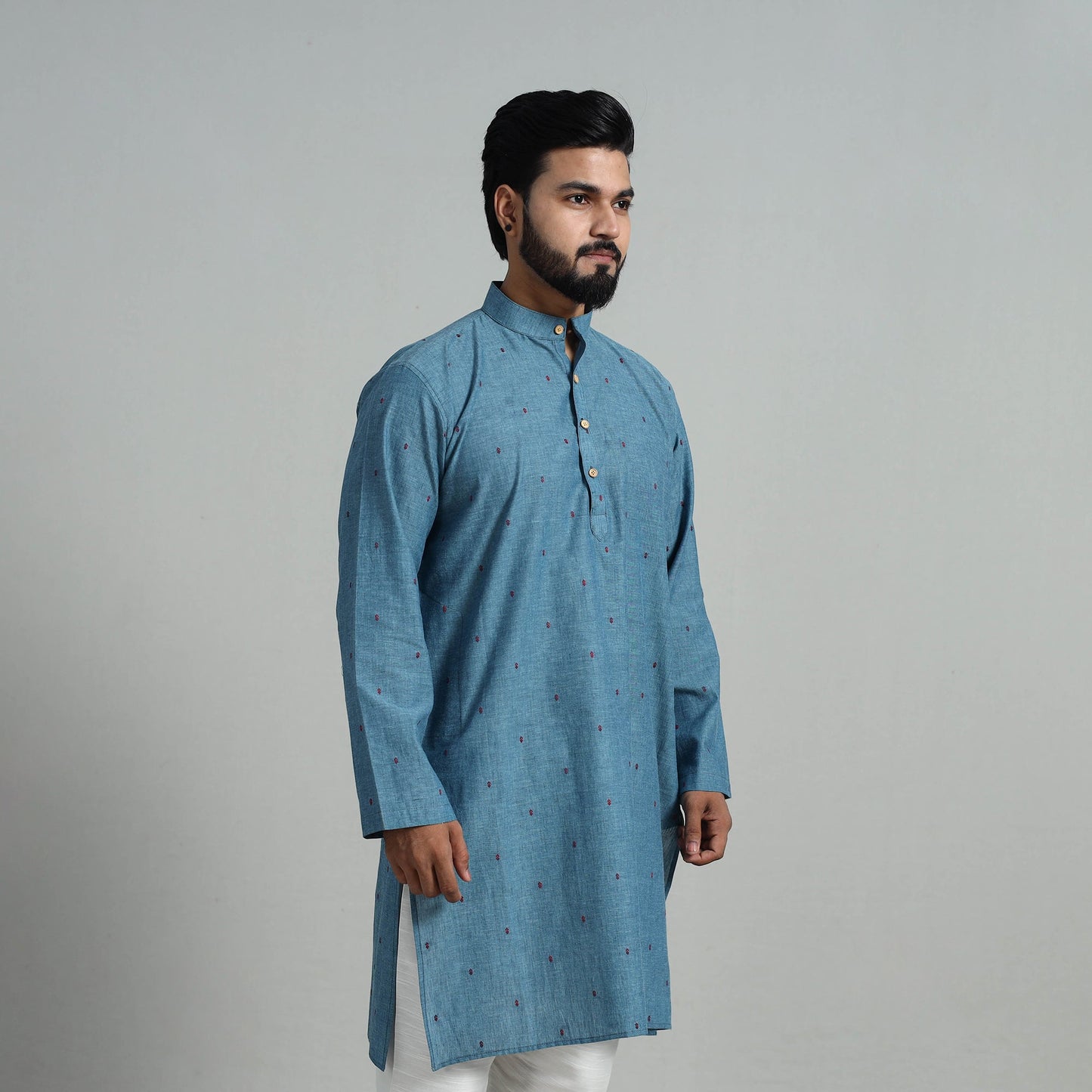 Buy Cotton Long Jacquard Kurta for Men