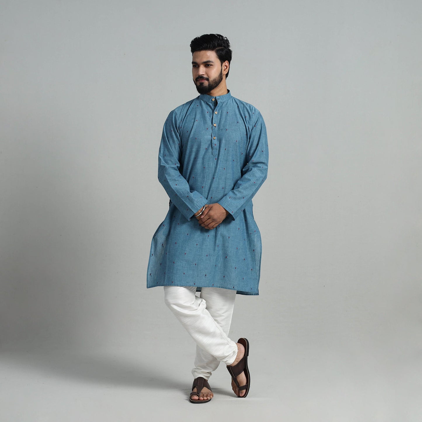Buy Cotton Long Jacquard Kurta for Men