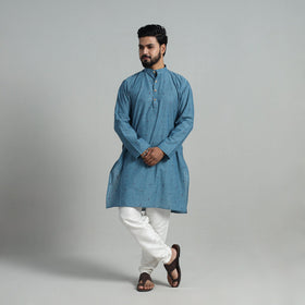 Buy Cotton Long Jacquard Kurta for Men