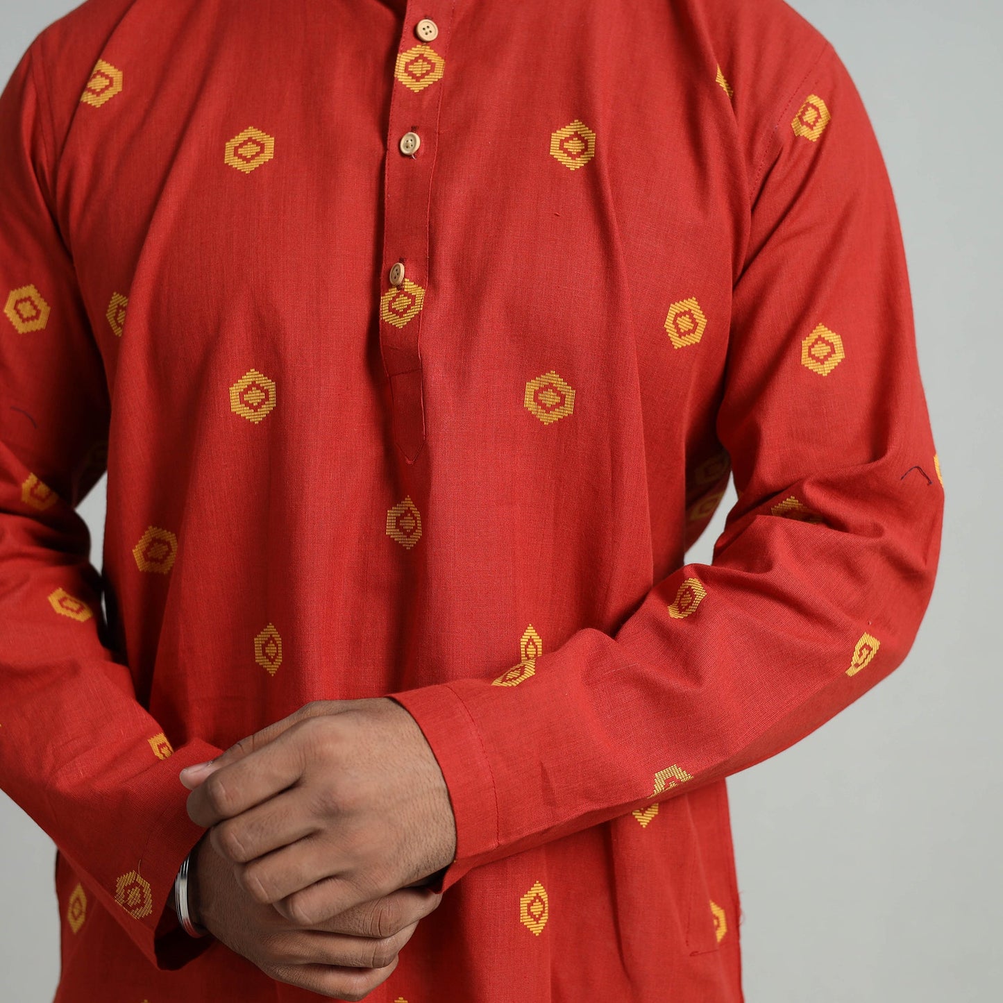 Buy Cotton Long Jacquard Kurta for Men