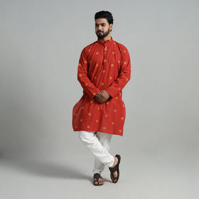 Buy Cotton Long Jacquard Kurta for Men