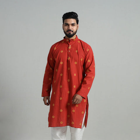 Buy Cotton Long Jacquard Kurta for Men