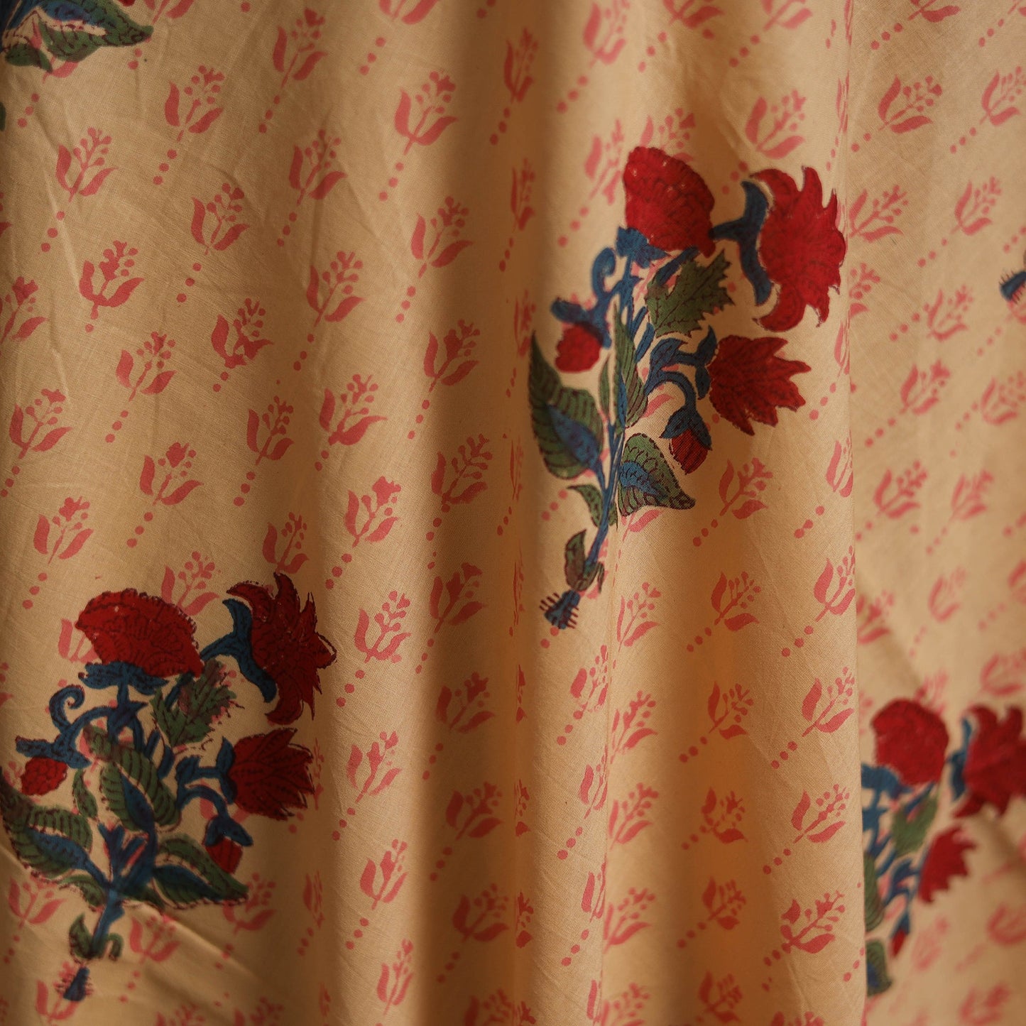 Cotton mughal butta hand block sanganeri print fabric 43