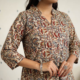 Block Print Cotton Pedana Kalamkari Kurta Set (Set of 3)