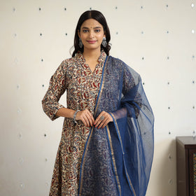 Block Print Cotton Pedana Kalamkari Kurta Set (Set of 3)