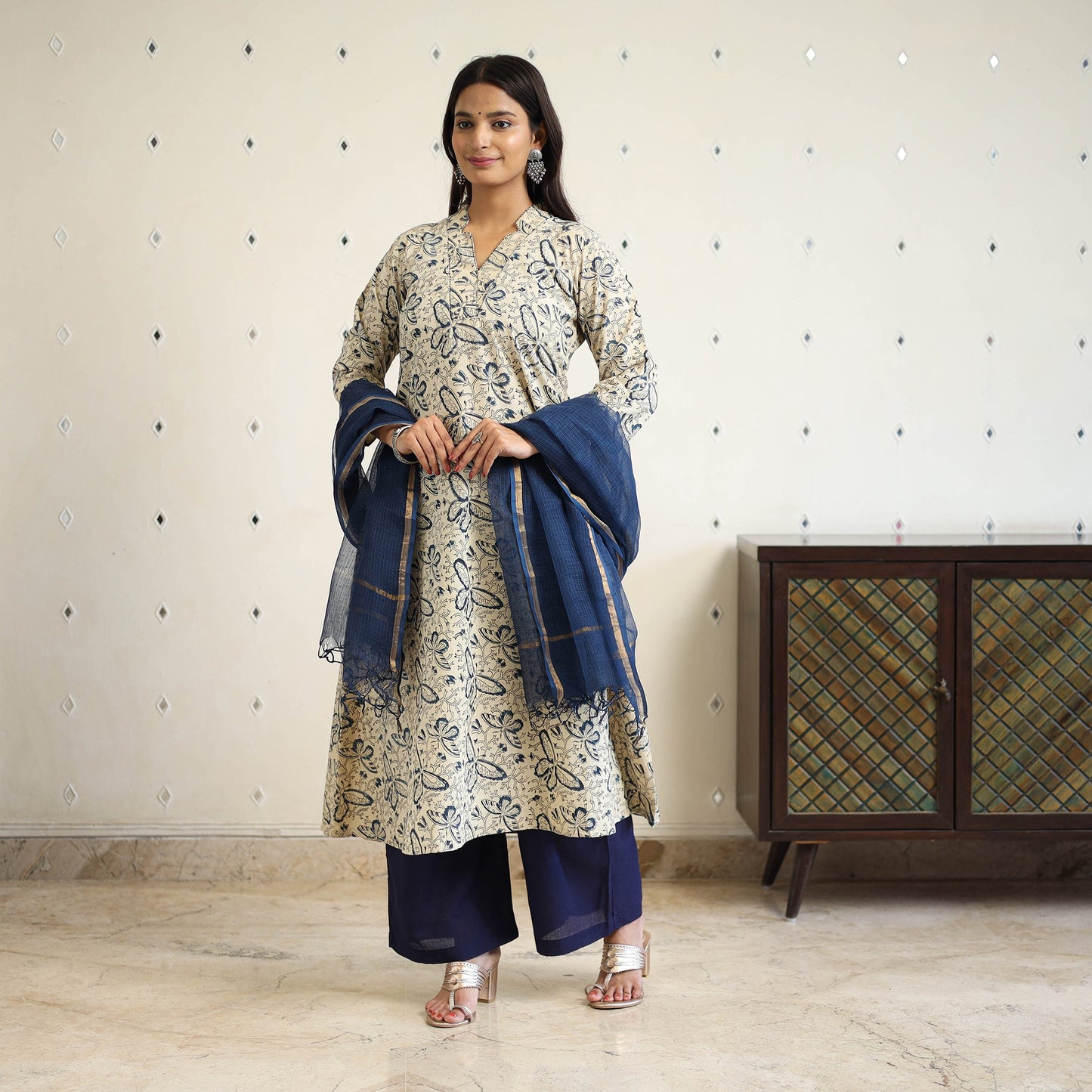 Cotton pedana kalamkari kurta set (set of 3) 04