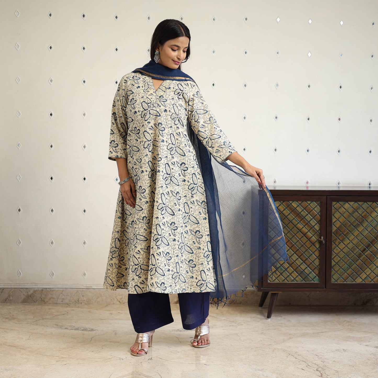 Cotton pedana kalamkari kurta set (set of 3) 04