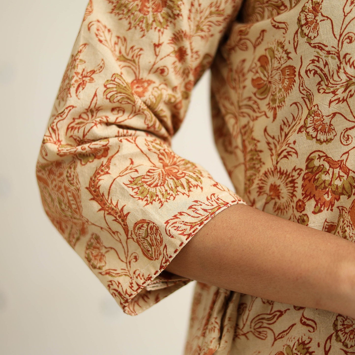 Block Print Cotton Pedana Kalamkari Kurta Set (Set of 3)