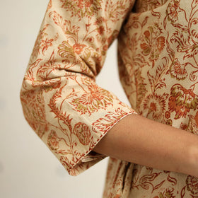 Block Print Cotton Pedana Kalamkari Kurta Set (Set of 3)