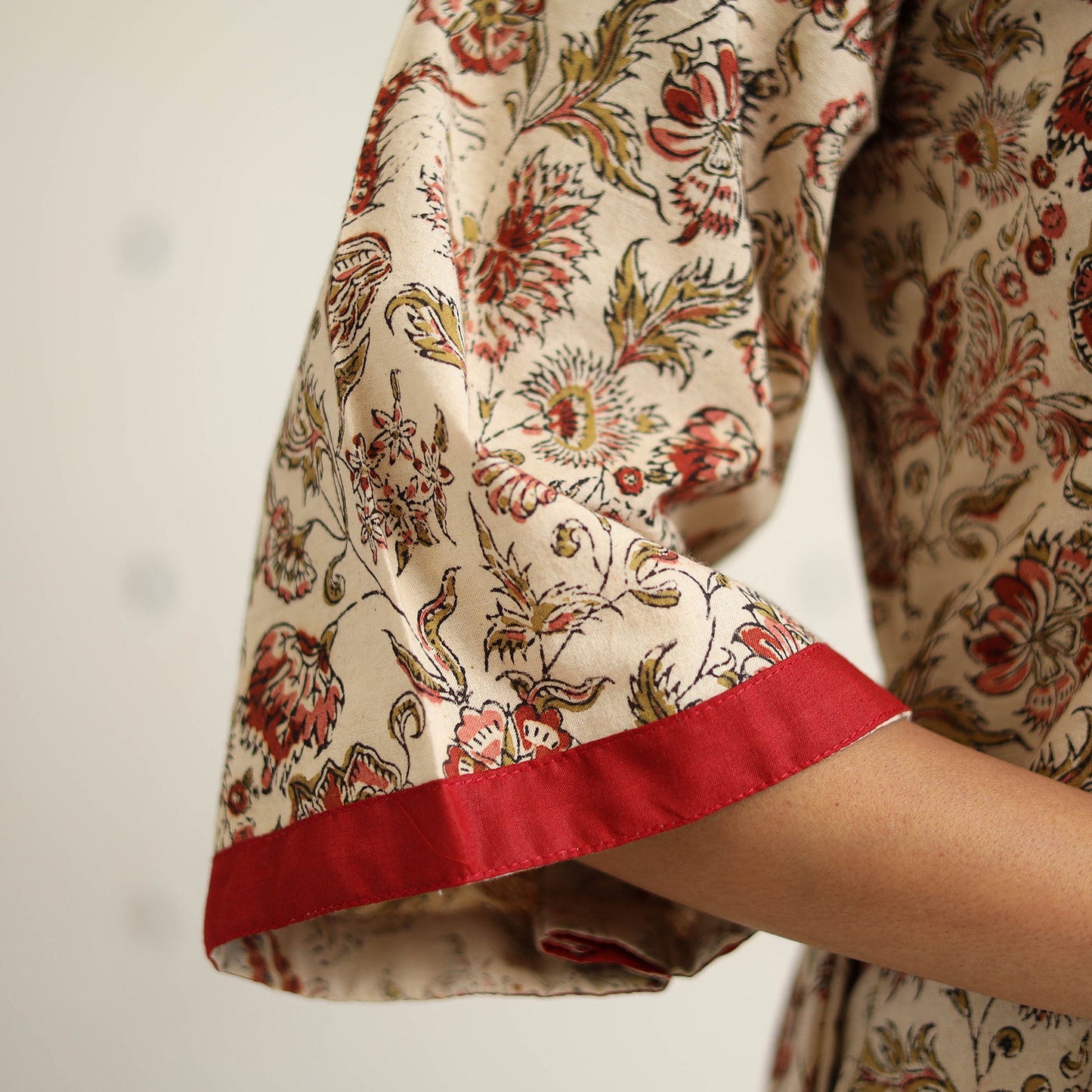 Block Print Cotton Pedana Kalamkari Kurta Set (Set of 3)