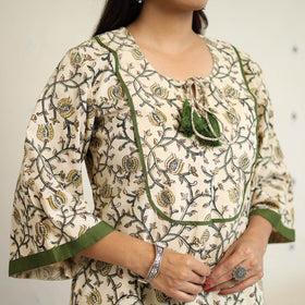 Block Print Cotton Pedana Kalamkari Kurta Set (Set of 3)