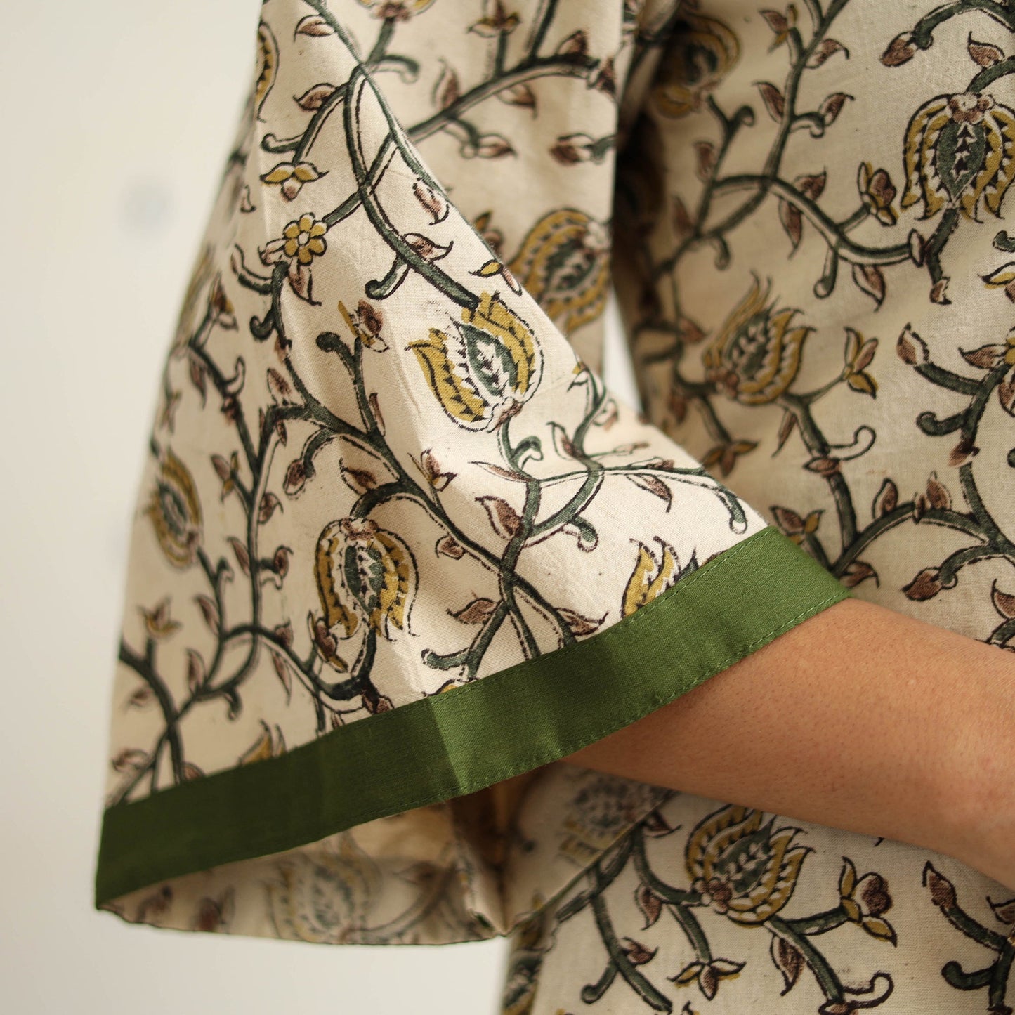 Block Print Cotton Pedana Kalamkari Kurta Set (Set of 3)