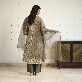 Block Print Cotton Pedana Kalamkari Kurta Set (Set of 3)