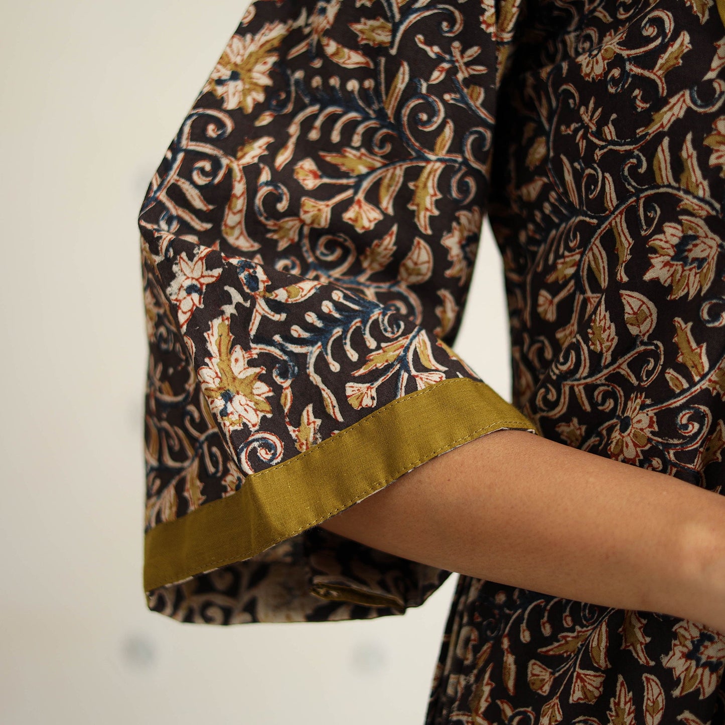 Block Print Cotton Pedana Kalamkari Kurta Set (Set of 3)