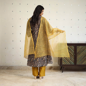 Block Print Cotton Pedana Kalamkari Kurta Set (Set of 3)