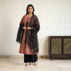 Block Print Cotton Pedana Kalamkari Kurta Set (Set of 3)