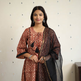 Block Print Cotton Pedana Kalamkari Kurta Set (Set of 3)