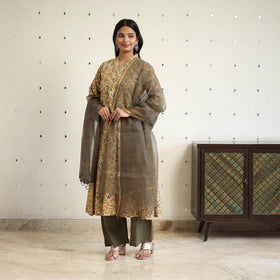 Block Print Cotton Pedana Kalamkari Kurta Set (Set of 3)