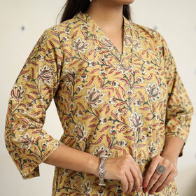 Block Print Cotton Pedana Kalamkari Kurta Set (Set of 3)