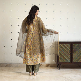 Block Print Cotton Pedana Kalamkari Kurta Set (Set of 3)