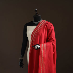 Cotton plain dupatta with thread border 08 - handcrafted