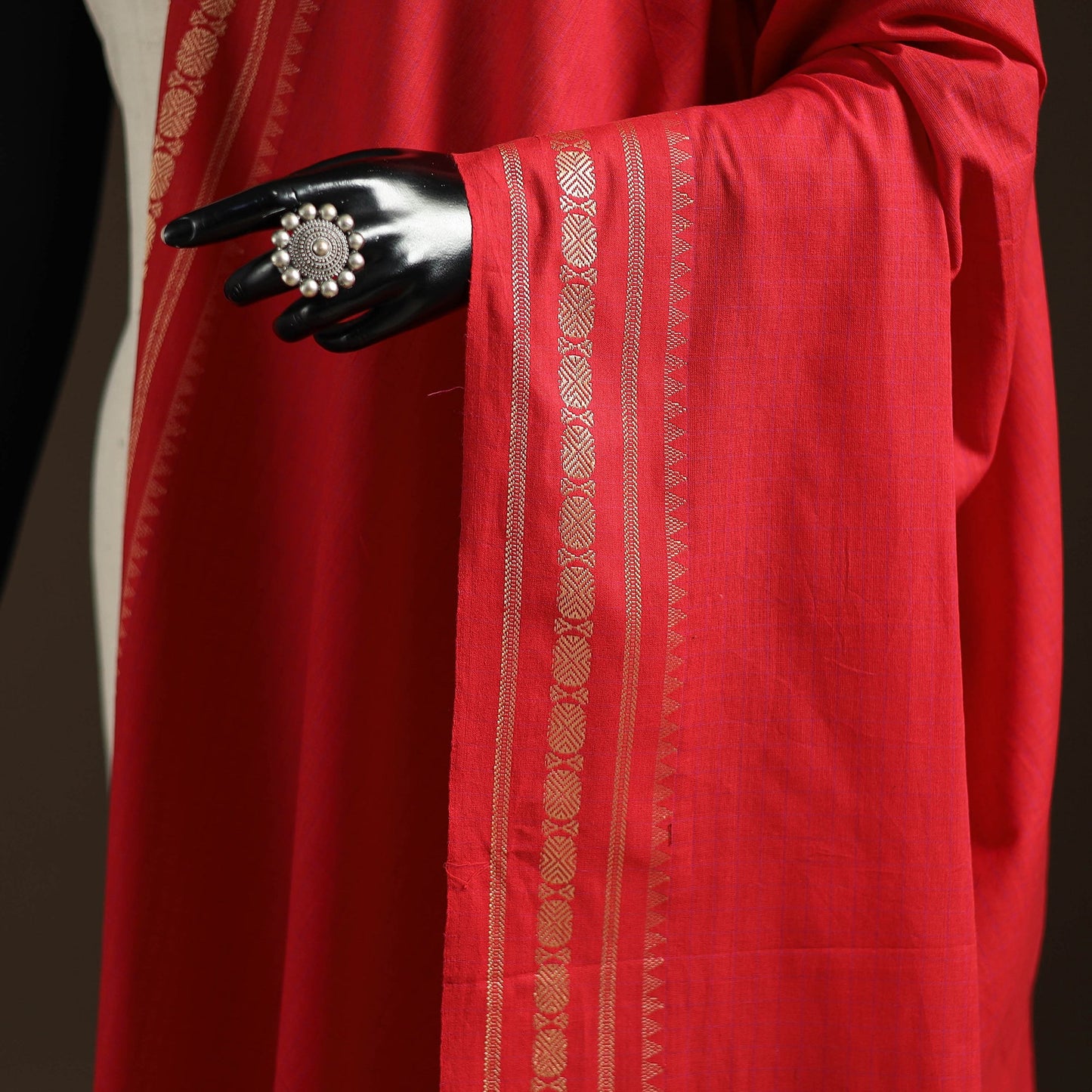 Cotton plain dupatta with thread border 08 - handcrafted