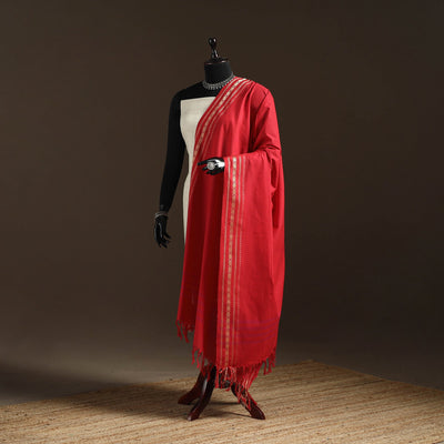 Cotton plain dupatta with thread border 08 - handcrafted