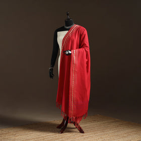 Cotton plain dupatta with thread border 08 - handcrafted