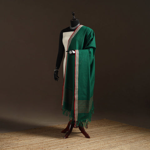 Cotton plain dupatta with thread border 13 - handcrafted