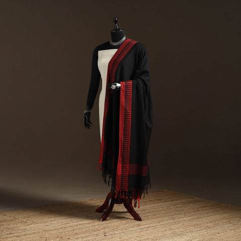 Cotton plain dupatta with thread border 25 - handcrafted