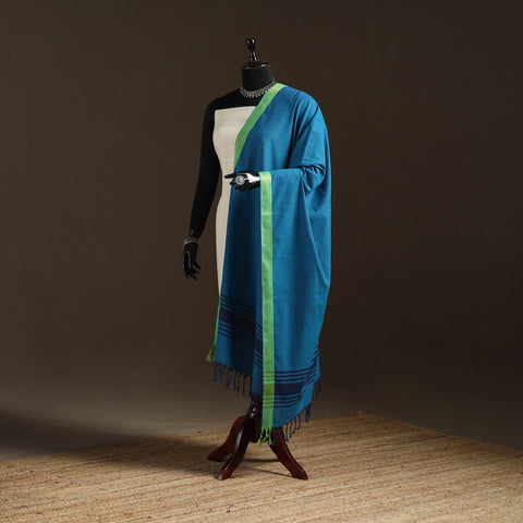 Cotton plain dupatta with thread border 33 - handcrafted