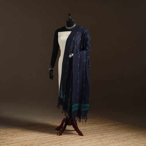 Cotton plain dupatta with thread border 52 - handcrafted